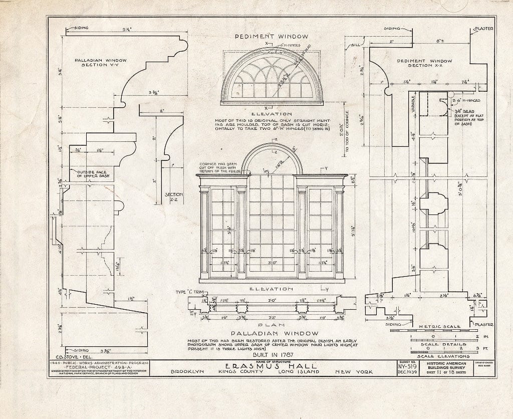 Blueprint HABS NY,24-Brok,4- (Sheet 11 of 18) - Erasmus Hall (Academy), Flatbush Avenue, Brooklyn, Kings County, NY