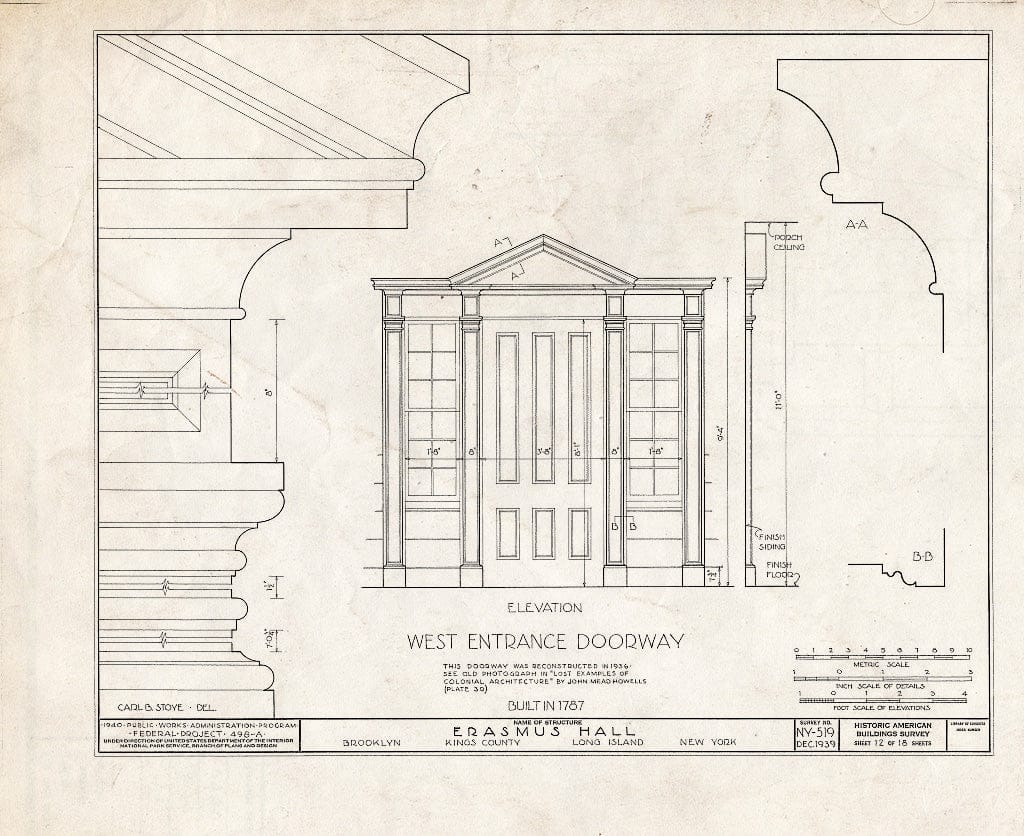 Blueprint HABS NY,24-Brok,4- (Sheet 12 of 18) - Erasmus Hall (Academy), Flatbush Avenue, Brooklyn, Kings County, NY