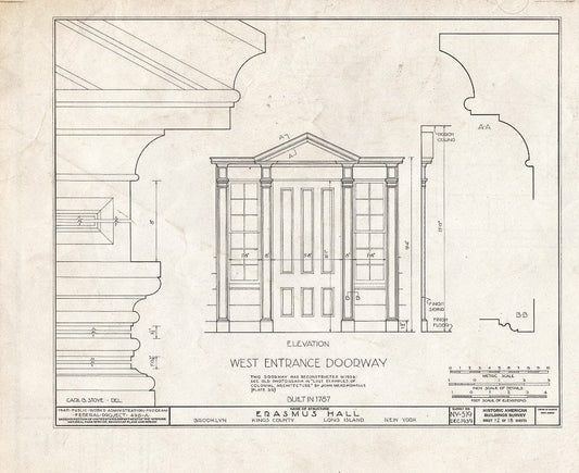 Blueprint HABS NY,24-Brok,4- (Sheet 12 of 18) - Erasmus Hall (Academy), Flatbush Avenue, Brooklyn, Kings County, NY