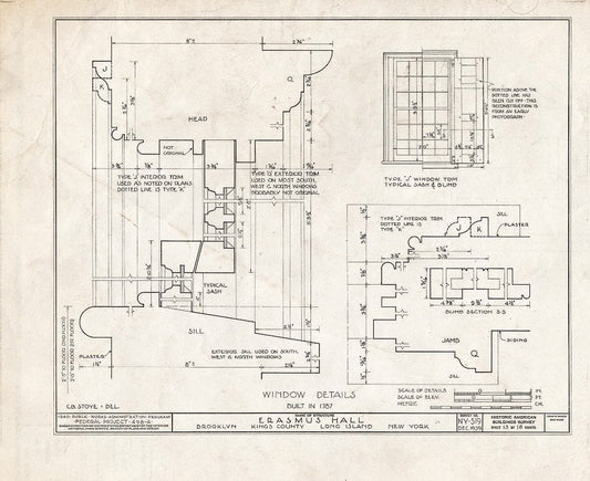 Blueprint HABS NY,24-Brok,4- (Sheet 13 of 18) - Erasmus Hall (Academy), Flatbush Avenue, Brooklyn, Kings County, NY