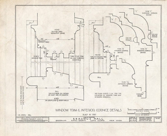 Blueprint HABS NY,24-Brok,4- (Sheet 14 of 18) - Erasmus Hall (Academy), Flatbush Avenue, Brooklyn, Kings County, NY