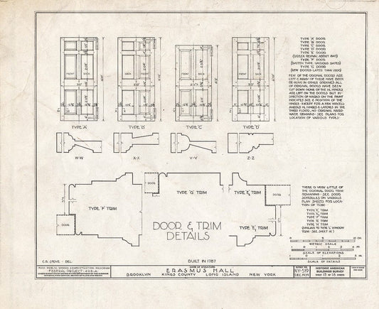 Blueprint HABS NY,24-Brok,4- (Sheet 15 of 18) - Erasmus Hall (Academy), Flatbush Avenue, Brooklyn, Kings County, NY