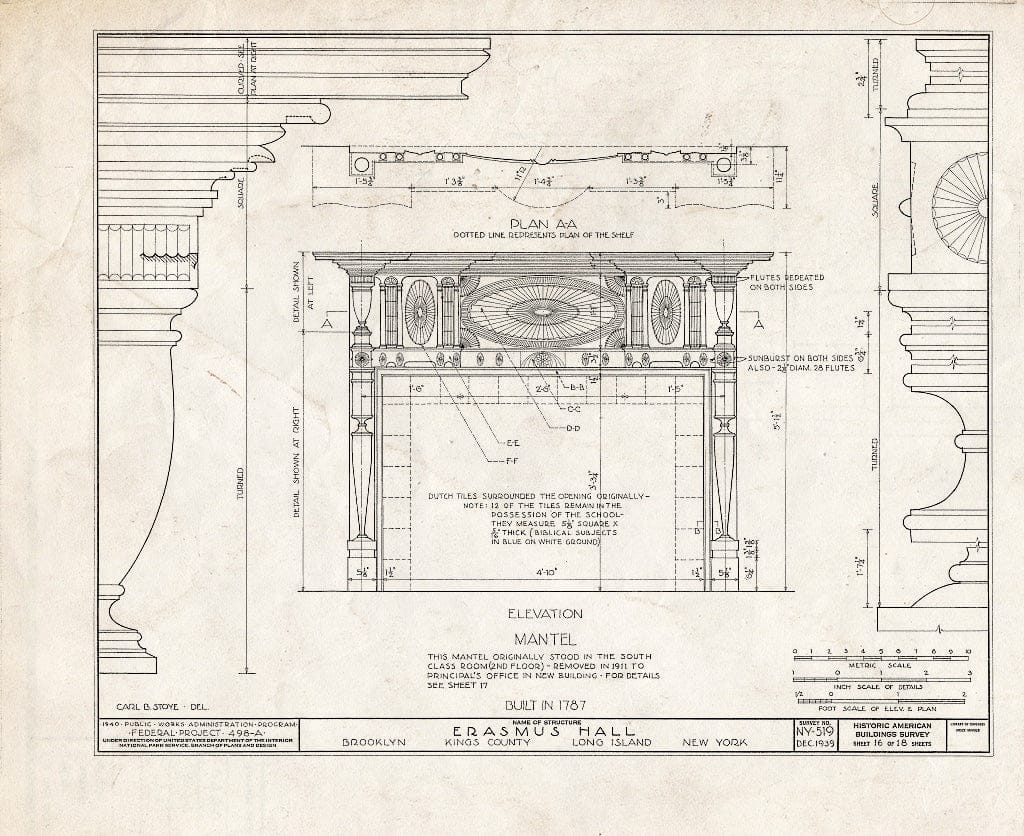 Blueprint HABS NY,24-Brok,4- (Sheet 16 of 18) - Erasmus Hall (Academy), Flatbush Avenue, Brooklyn, Kings County, NY