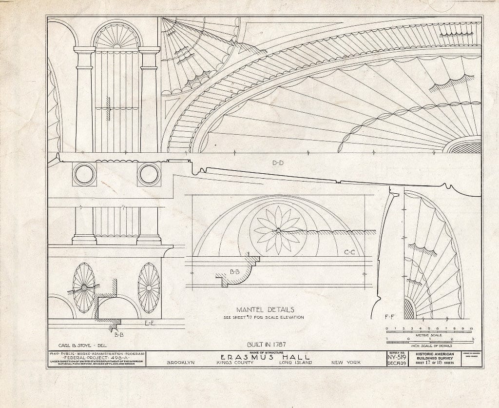 Blueprint HABS NY,24-Brok,4- (Sheet 17 of 18) - Erasmus Hall (Academy), Flatbush Avenue, Brooklyn, Kings County, NY
