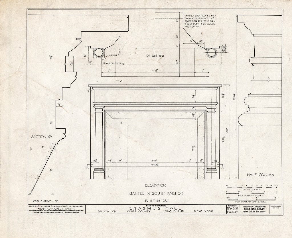 Blueprint HABS NY,24-Brok,4- (Sheet 18 of 18) - Erasmus Hall (Academy), Flatbush Avenue, Brooklyn, Kings County, NY