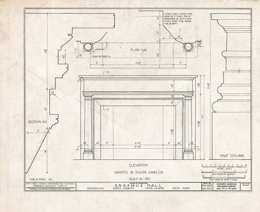 Blueprint HABS NY,24-Brok,4- (Sheet 18 of 18) - Erasmus Hall (Academy), Flatbush Avenue, Brooklyn, Kings County, NY