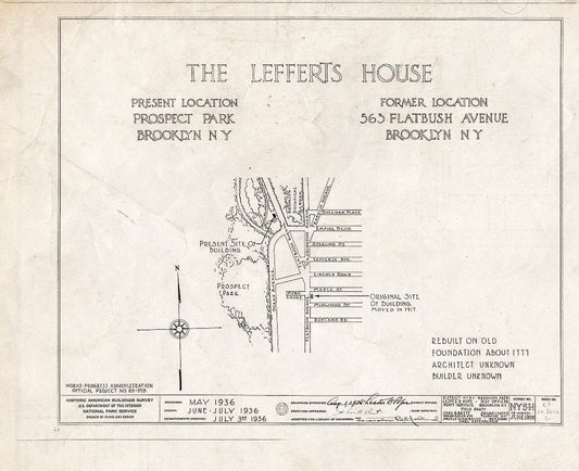 Blueprint HABS NY,24-Brok,2- (Sheet 0 of 14) - Lefferts House, Prospect Park (Moved from 563 Flatbush Avenue), Brooklyn, Kings County, NY