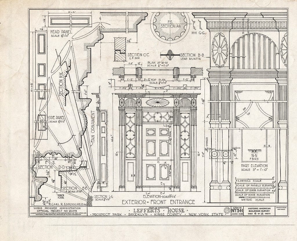 Blueprint HABS NY,24-Brok,2- (Sheet 6 of 14) - Lefferts House, Prospect Park (Moved from 563 Flatbush Avenue), Brooklyn, Kings County, NY