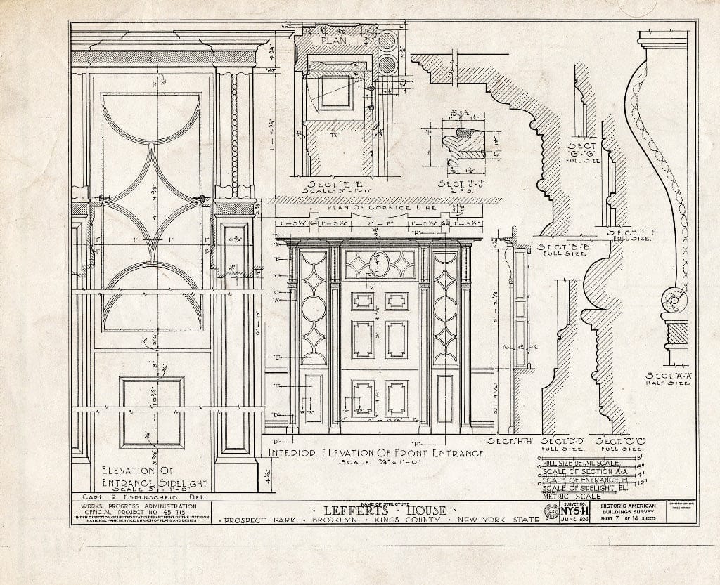 Blueprint HABS NY,24-Brok,2- (Sheet 7 of 14) - Lefferts House, Prospect Park (Moved from 563 Flatbush Avenue), Brooklyn, Kings County, NY
