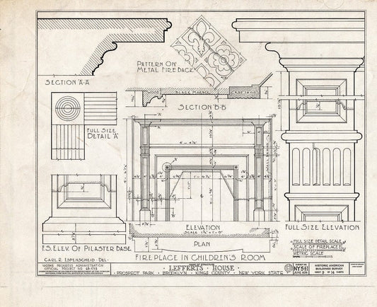 Blueprint HABS NY,24-Brok,2- (Sheet 9 of 14) - Lefferts House, Prospect Park (Moved from 563 Flatbush Avenue), Brooklyn, Kings County, NY