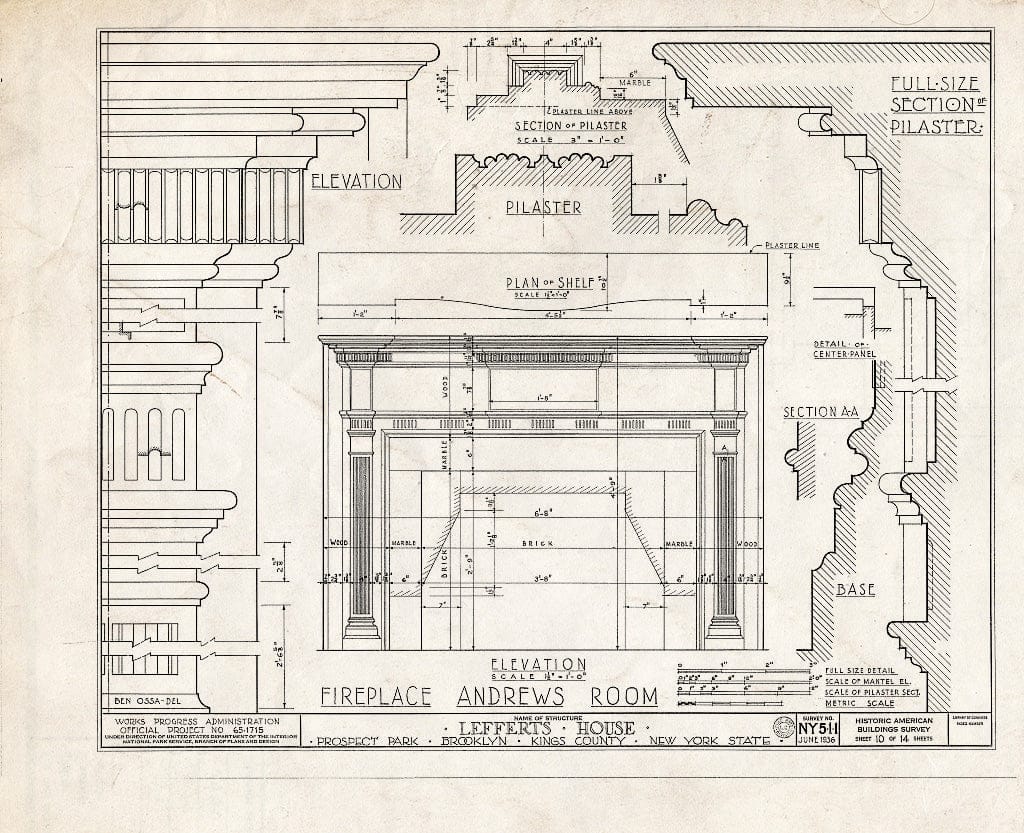 Blueprint HABS NY,24-Brok,2- (Sheet 10 of 14) - Lefferts House, Prospect Park (Moved from 563 Flatbush Avenue), Brooklyn, Kings County, NY