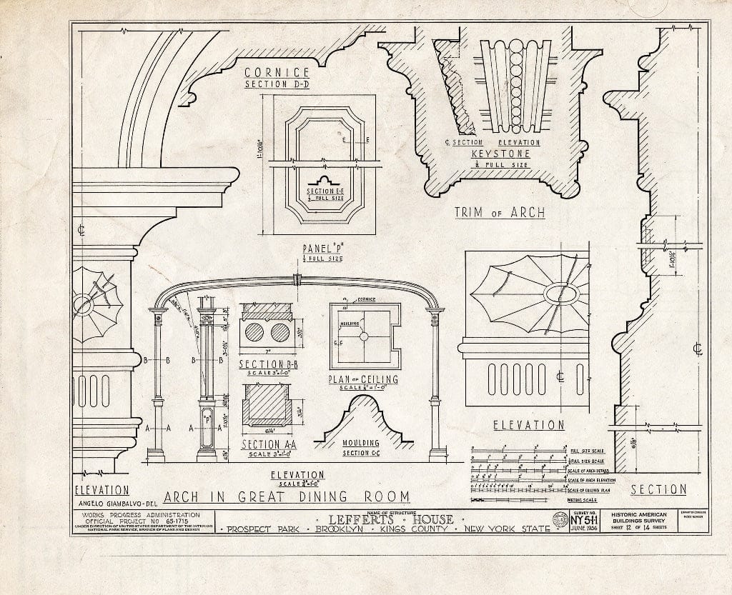 Blueprint HABS NY,24-Brok,2- (Sheet 12 of 14) - Lefferts House, Prospect Park (Moved from 563 Flatbush Avenue), Brooklyn, Kings County, NY