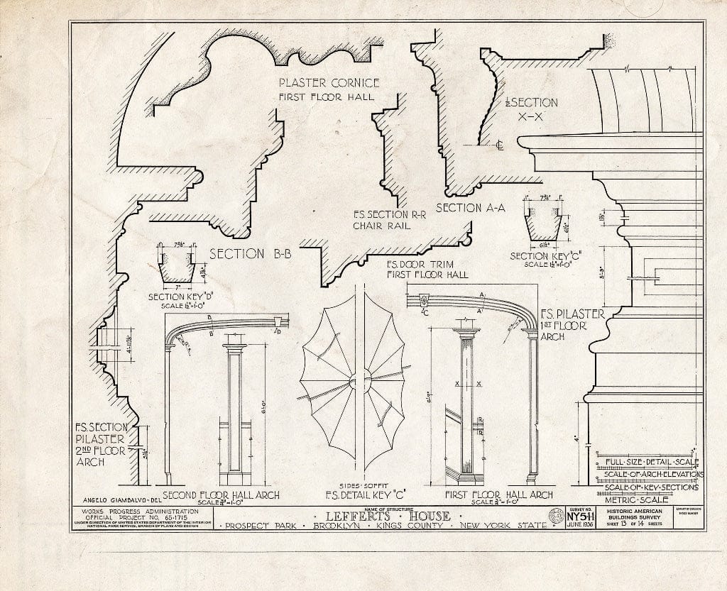 Blueprint HABS NY,24-Brok,2- (Sheet 13 of 14) - Lefferts House, Prospect Park (Moved from 563 Flatbush Avenue), Brooklyn, Kings County, NY