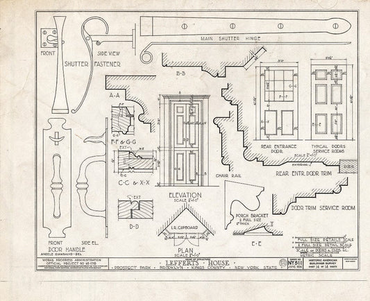 Blueprint HABS NY,24-Brok,2- (Sheet 14 of 14) - Lefferts House, Prospect Park (Moved from 563 Flatbush Avenue), Brooklyn, Kings County, NY