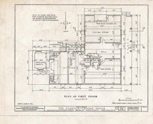 Blueprint HABS NY,24-Brok,9- (Sheet 1 of 10) - Schenck-Crooke House, 21-23 East Sixty-Third Street, Brooklyn, Kings County, NY