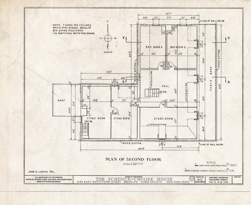Blueprint HABS NY,24-Brok,9- (Sheet 2 of 10) - Schenck-Crooke House, 21-23 East Sixty-Third Street, Brooklyn, Kings County, NY