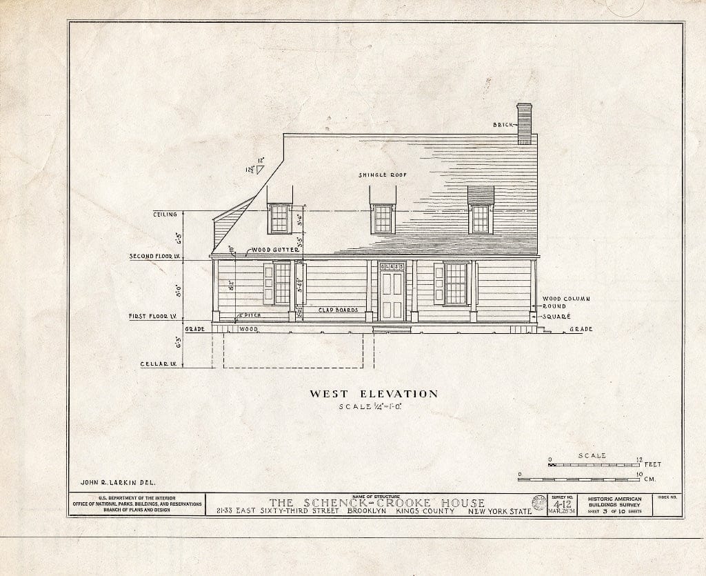Blueprint HABS NY,24-Brok,9- (Sheet 3 of 10) - Schenck-Crooke House, 21-23 East Sixty-Third Street, Brooklyn, Kings County, NY