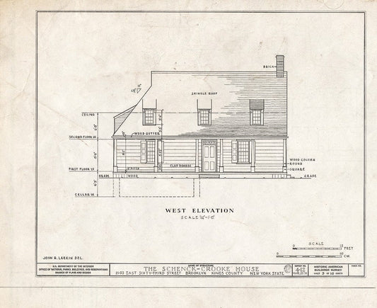 Blueprint HABS NY,24-Brok,9- (Sheet 3 of 10) - Schenck-Crooke House, 21-23 East Sixty-Third Street, Brooklyn, Kings County, NY