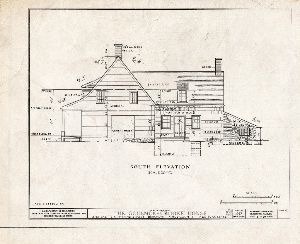 Blueprint HABS NY,24-Brok,9- (Sheet 4 of 10) - Schenck-Crooke House, 21-23 East Sixty-Third Street, Brooklyn, Kings County, NY