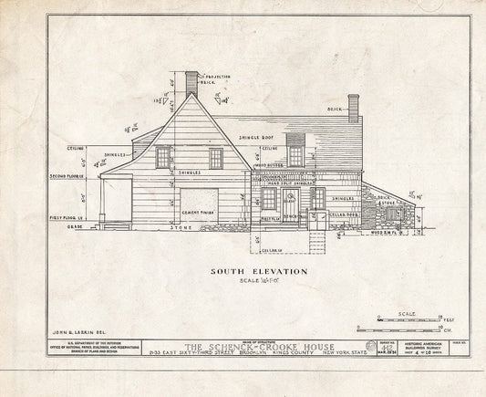 Blueprint HABS NY,24-Brok,9- (Sheet 4 of 10) - Schenck-Crooke House, 21-23 East Sixty-Third Street, Brooklyn, Kings County, NY