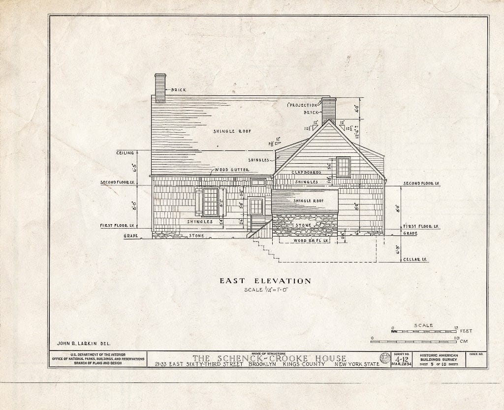 Blueprint HABS NY,24-Brok,9- (Sheet 5 of 10) - Schenck-Crooke House, 21-23 East Sixty-Third Street, Brooklyn, Kings County, NY