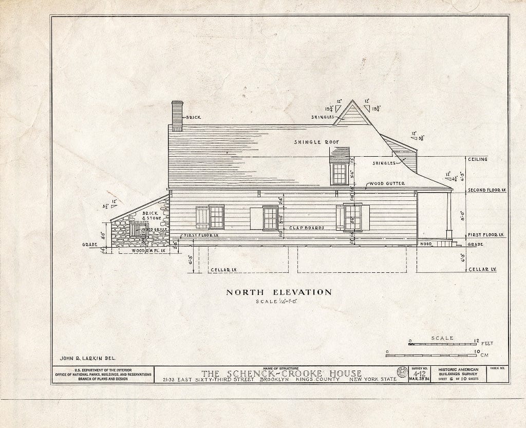Blueprint HABS NY,24-Brok,9- (Sheet 6 of 10) - Schenck-Crooke House, 21-23 East Sixty-Third Street, Brooklyn, Kings County, NY