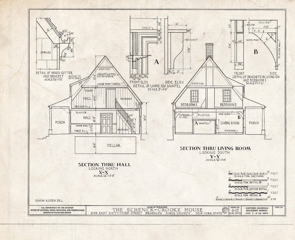 Blueprint HABS NY,24-Brok,9- (Sheet 7 of 10) - Schenck-Crooke House, 21-23 East Sixty-Third Street, Brooklyn, Kings County, NY