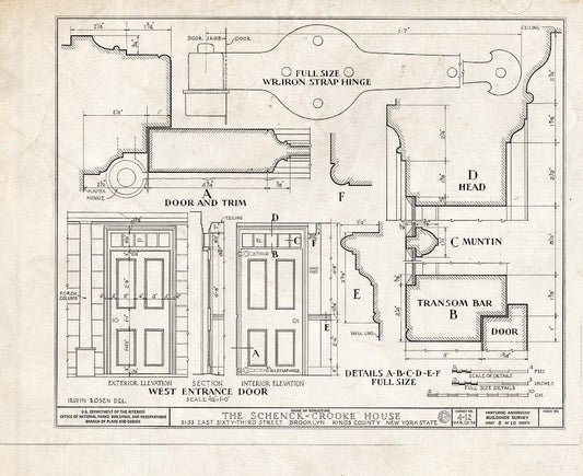 Blueprint HABS NY,24-Brok,9- (Sheet 8 of 10) - Schenck-Crooke House, 21-23 East Sixty-Third Street, Brooklyn, Kings County, NY