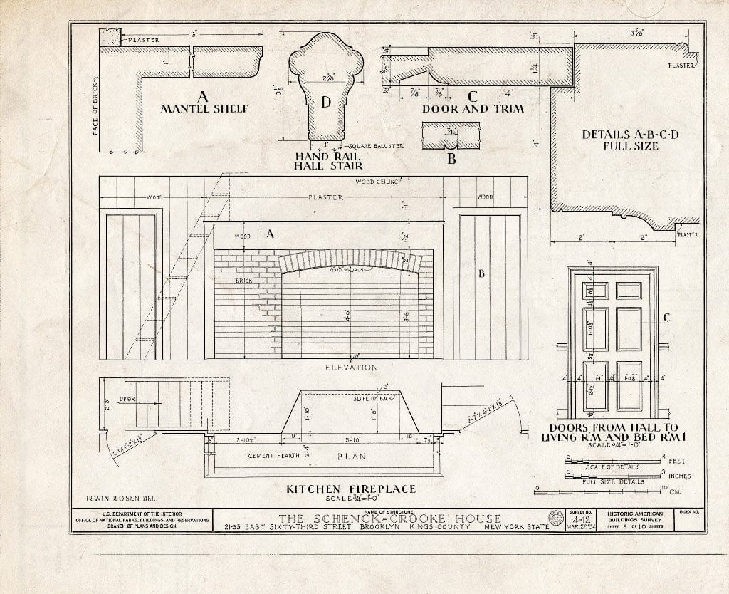 Blueprint HABS NY,24-Brok,9- (Sheet 9 of 10) - Schenck-Crooke House, 21-23 East Sixty-Third Street, Brooklyn, Kings County, NY