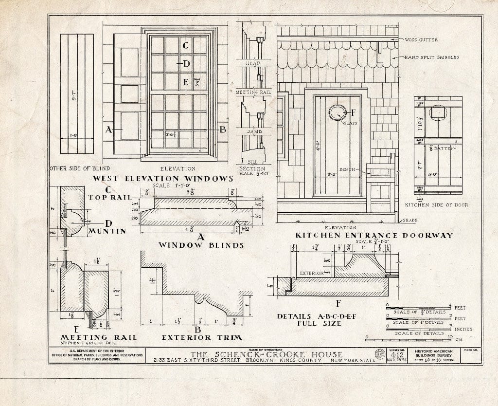 Blueprint HABS NY,24-Brok,9- (Sheet 10 of 10) - Schenck-Crooke House, 21-23 East Sixty-Third Street, Brooklyn, Kings County, NY