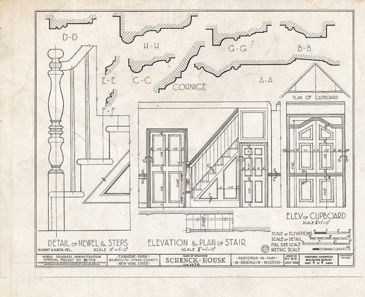 Blueprint HABS NY,24-Brok,18- (Sheet 8 of 8) - Schenck House, Canarsie Park (Fragments in Brooklyn Museum), Brooklyn, Kings County, NY