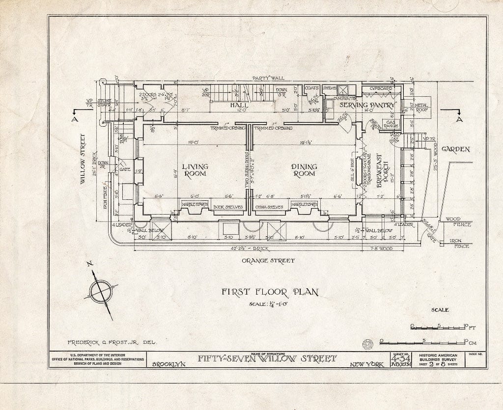 Blueprint HABS NY,24-Brok,33- (Sheet 2 of 8) - Harold J. Szold House, 57 Willow Street, Brooklyn, Kings County, NY