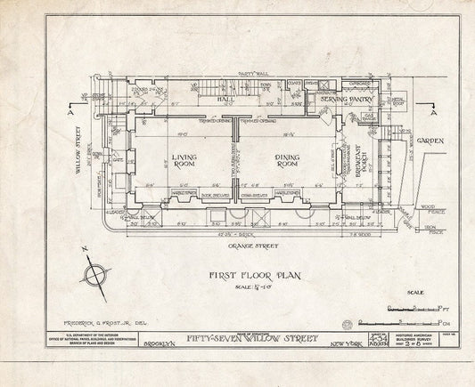 Blueprint HABS NY,24-Brok,33- (Sheet 2 of 8) - Harold J. Szold House, 57 Willow Street, Brooklyn, Kings County, NY