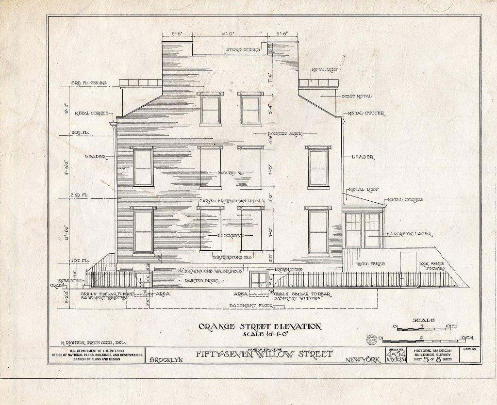 Blueprint HABS NY,24-Brok,33- (Sheet 5 of 8) - Harold J. Szold House, 57 Willow Street, Brooklyn, Kings County, NY