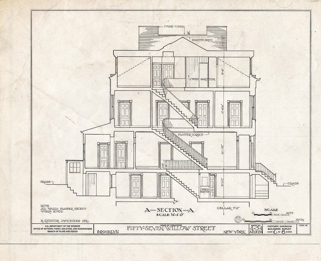 Blueprint HABS NY,24-Brok,33- (Sheet 6 of 8) - Harold J. Szold House, 57 Willow Street, Brooklyn, Kings County, NY