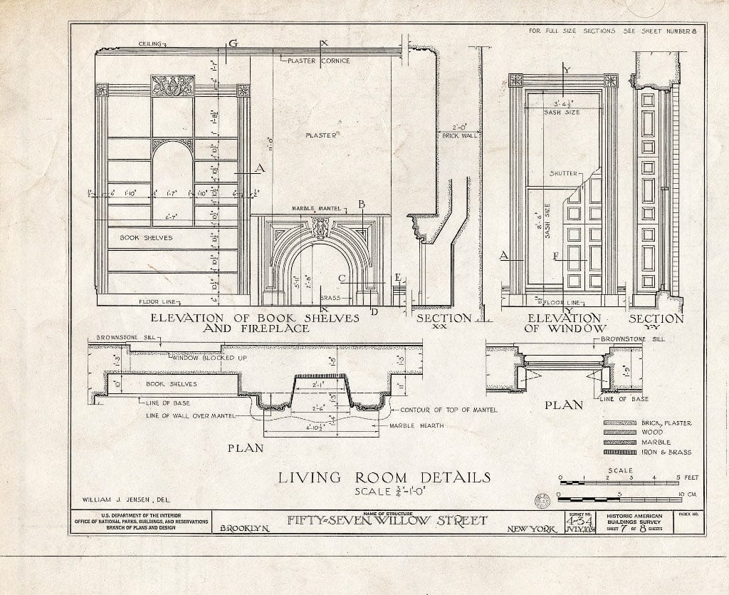 Blueprint HABS NY,24-Brok,33- (Sheet 7 of 8) - Harold J. Szold House, 57 Willow Street, Brooklyn, Kings County, NY