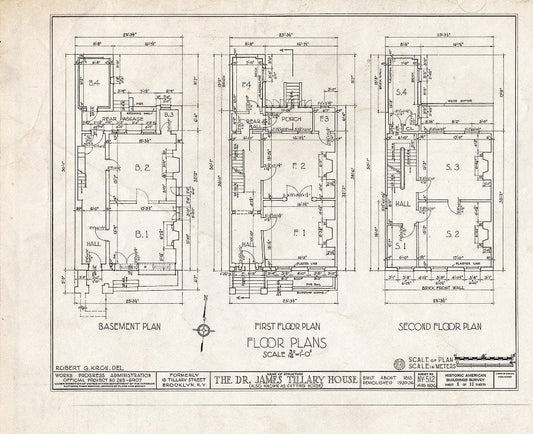 Blueprint HABS NY,24-Brok,35- (Sheet 1 of 11) - Dr. James Tillary House, 15 Tillary Street, Brooklyn, Kings County, NY