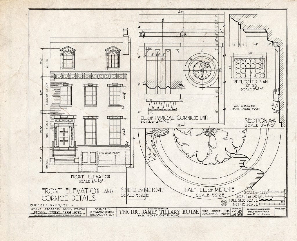 Blueprint HABS NY,24-Brok,35- (Sheet 2 of 11) - Dr. James Tillary House, 15 Tillary Street, Brooklyn, Kings County, NY