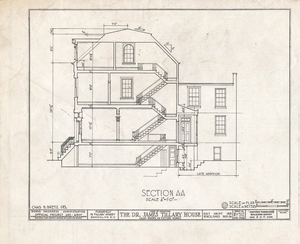 Blueprint HABS NY,24-Brok,35- (Sheet 3 of 11) - Dr. James Tillary House, 15 Tillary Street, Brooklyn, Kings County, NY