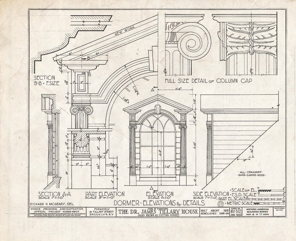 Blueprint HABS NY,24-Brok,35- (Sheet 4 of 11) - Dr. James Tillary House, 15 Tillary Street, Brooklyn, Kings County, NY