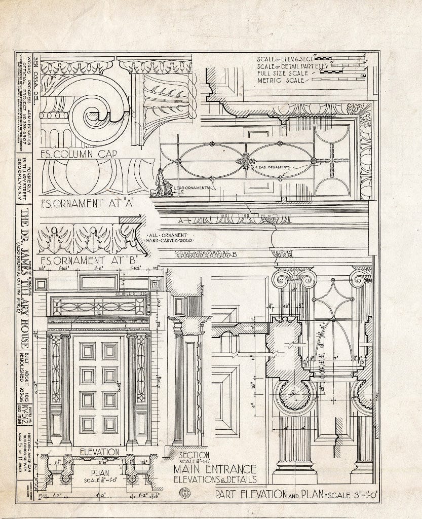 Blueprint HABS NY,24-Brok,35- (Sheet 5 of 11) - Dr. James Tillary House, 15 Tillary Street, Brooklyn, Kings County, NY