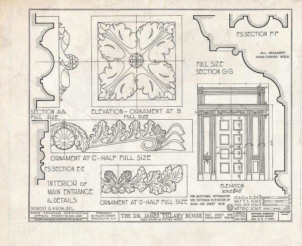 Blueprint HABS NY,24-Brok,35- (Sheet 6 of 11) - Dr. James Tillary House, 15 Tillary Street, Brooklyn, Kings County, NY