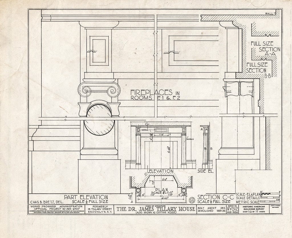 Blueprint HABS NY,24-Brok,35- (Sheet 10 of 11) - Dr. James Tillary House, 15 Tillary Street, Brooklyn, Kings County, NY