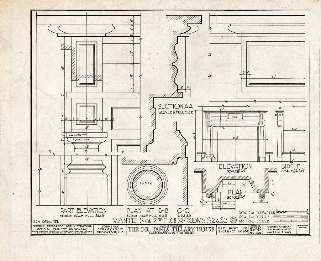 Blueprint HABS NY,24-Brok,35- (Sheet 11 of 11) - Dr. James Tillary House, 15 Tillary Street, Brooklyn, Kings County, NY