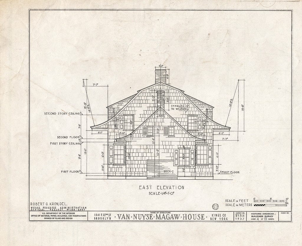 Blueprint HABS NY,24-Brok,36- (Sheet 4 of 15) - Van Nuyse-Magaw House, 1041 East Twenty-Second Street, Brooklyn, Kings County, NY