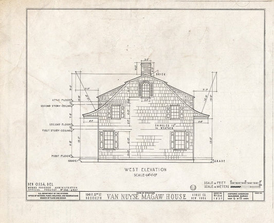 Blueprint HABS NY,24-Brok,36- (Sheet 6 of 15) - Van Nuyse-Magaw House, 1041 East Twenty-Second Street, Brooklyn, Kings County, NY