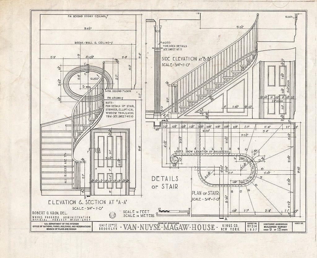 Blueprint HABS NY,24-Brok,36- (Sheet 9 of 15) - Van Nuyse-Magaw House, 1041 East Twenty-Second Street, Brooklyn, Kings County, NY