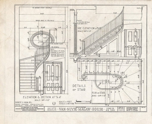 Blueprint HABS NY,24-Brok,36- (Sheet 9 of 15) - Van Nuyse-Magaw House, 1041 East Twenty-Second Street, Brooklyn, Kings County, NY