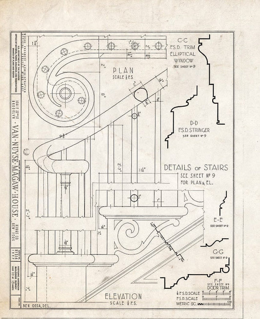 Blueprint HABS NY,24-Brok,36- (Sheet 10 of 15) - Van Nuyse-Magaw House, 1041 East Twenty-Second Street, Brooklyn, Kings County, NY