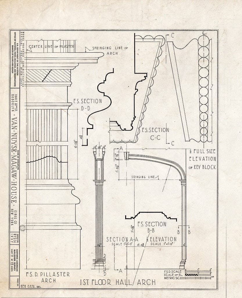 Blueprint HABS NY,24-Brok,36- (Sheet 11 of 15) - Van Nuyse-Magaw House, 1041 East Twenty-Second Street, Brooklyn, Kings County, NY